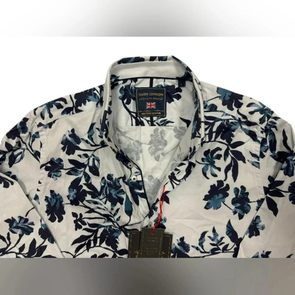 Guide London NWT Button Up Floral Blue/White Size Small - Picture 7 of 11